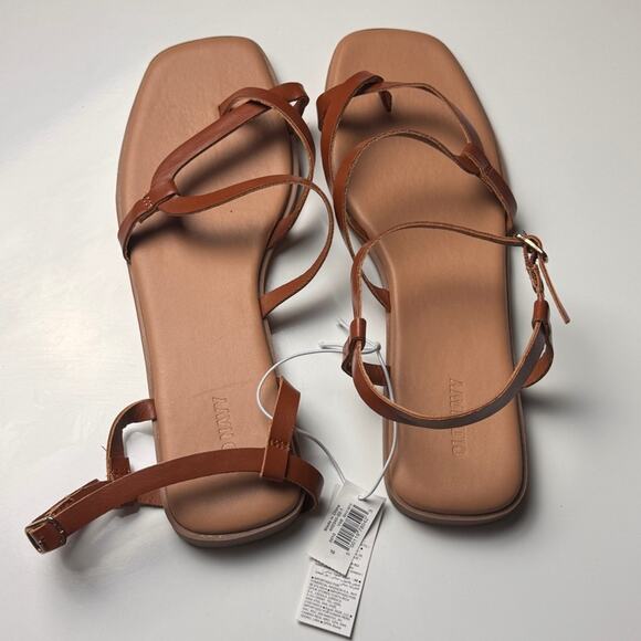 Old Navy Women's Flat Cross Strap Cognac Brown Low Heel Sandals Sz 10 - Picture 7 of 12